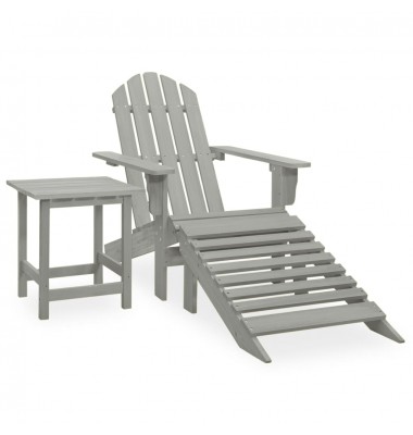 Sodo Adirondack kėdė su otomane ir staliuku, pilka, eglė - Lauko kėdės
