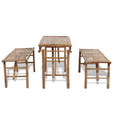  Alaus stalas su 2 suoliukais, 100cm, bambuko mediena - Lauko baldų komplektai - 4