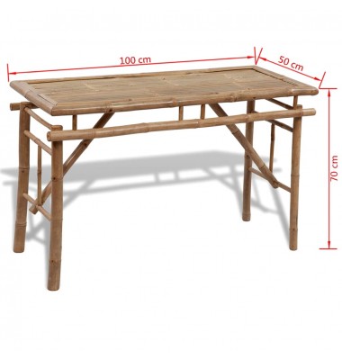  Alaus stalas su 2 suoliukais, 100cm, bambuko mediena - Lauko baldų komplektai - 6