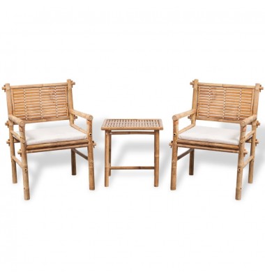  Bistro baldų komplektas su pagalvėlėmis, 3d., bambukas  - Lauko baldų komplektai - 1