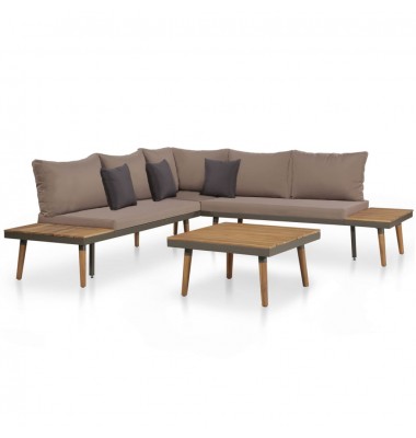  Sodo poilsio baldų komplektas su pagalvėmis, 4d., rudas - Lauko baldų komplektai - 1