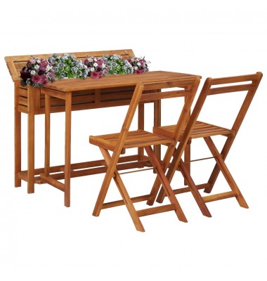  Balkono stalas su loveliu ir 2 bistro kėdėmis, akacijos masyvas - Lauko baldų komplektai - 1