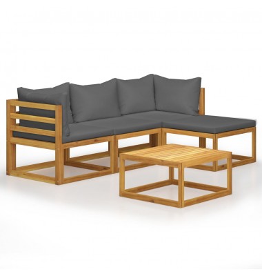  Sodo baldų komplektas su pagalvėmis, 5d., akacijos masyvas - Lauko baldų komplektai - 1