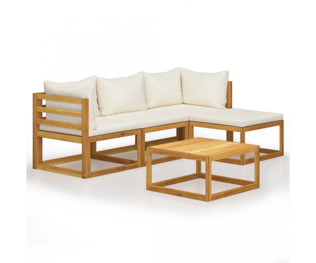  Sodo baldų komplektas su pagalvėmis, 5d., rudas, akacija - Lauko baldų komplektai - 1