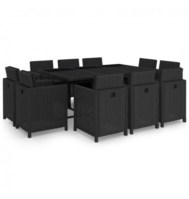  Lauko valgomojo baldų komplektas, 11 dalių, juodas, poliratanas - Lauko baldų komplektai - 1