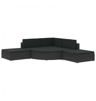  Sodo baldų komplektas su pagalvėmis, 6 dalių, juodas, ratanas - Lauko baldų komplektai - 2