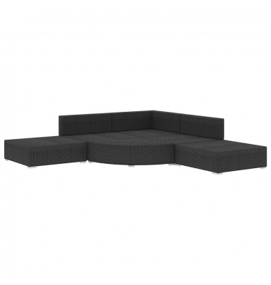  Sodo baldų komplektas su pagalvėmis, 6 dalių, juodas, ratanas - Lauko baldų komplektai - 3
