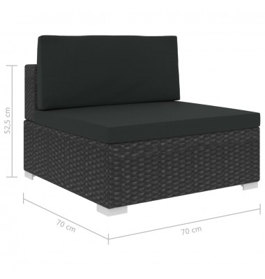  Sodo baldų komplektas su pagalvėmis, 6 dalių, juodas, ratanas - Lauko baldų komplektai - 10