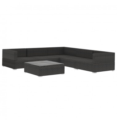  Sodo baldų komplektas su pagalvėmis, 6d., juodas, poliratanas - Lauko baldų komplektai - 3