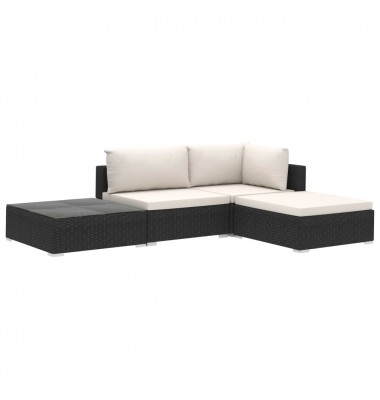  Sodo baldų komplektas su pagalvėlėmis, 4d., juodas, poliratanas - Lauko baldų komplektai - 2
