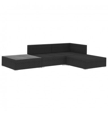  Sodo baldų komplektas su pagalvėlėmis, 4d., juodas, poliratanas - Lauko baldų komplektai - 3