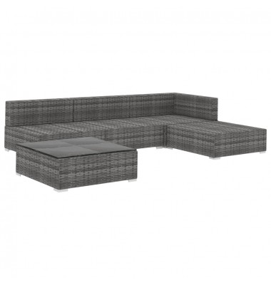  Sodo baldų komplektas su pagalvėmis, 5d., pilkas, poliratanas - Lauko baldų komplektai - 3