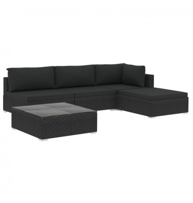  Sodo baldų komplektas su pagalvėlėmis, 5d., juodas, poliruotas - Lauko baldų komplektai - 2