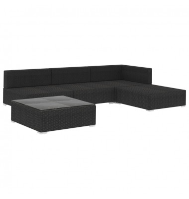  Sodo baldų komplektas su pagalvėlėmis, 5d., juodas, poliruotas - Lauko baldų komplektai - 3