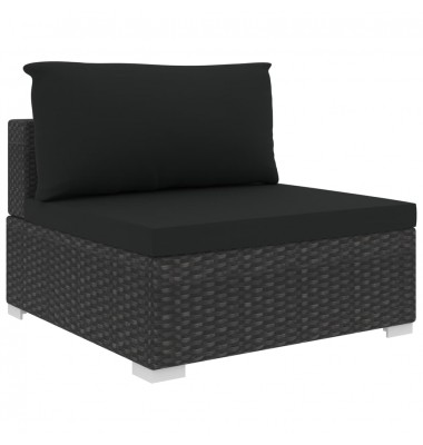  Sodo baldų komplektas su pagalvėlėmis, 5d., juodas, poliruotas - Lauko baldų komplektai - 5