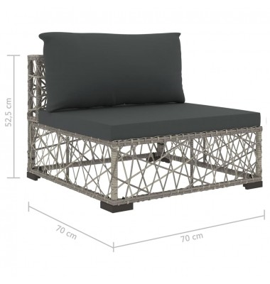  Sodo baldų komplektas su pagalvėmis, 10 dalių, pilkas, ratanas - Lauko baldų komplektai - 8