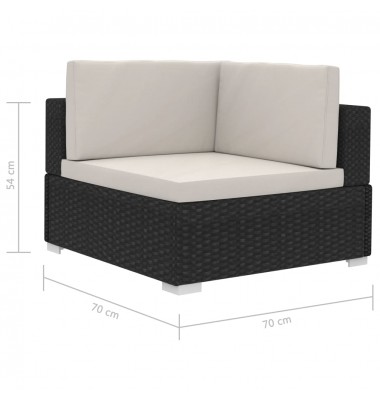 Sodo sofos komplektas su pagalvėlėmis, 3 dalių, juodas, ratanas - Lauko baldų komplektai - 10