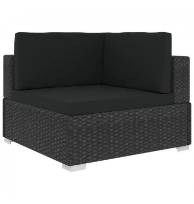 Sodo sofos komplektas su pagalvėlėmis, 3 dalių, juodas, ratanas - Lauko baldų komplektai - 4