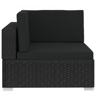 Sodo sofos komplektas su pagalvėlėmis, 3 dalių, juodas, ratanas - Lauko baldų komplektai - 5