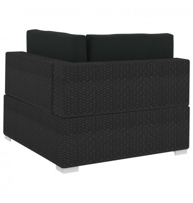 Sodo sofos komplektas su pagalvėlėmis, 3 dalių, juodas, ratanas - Lauko baldų komplektai - 6