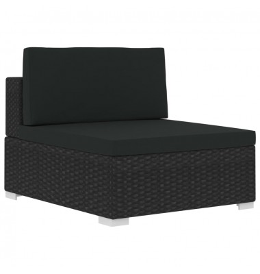 Sodo sofos komplektas su pagalvėlėmis, 3 dalių, juodas, ratanas - Lauko baldų komplektai - 7