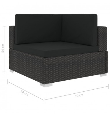 Sodo sofos komplektas su pagalvėlėmis, 3 dalių, juodas, ratanas - Lauko baldų komplektai - 10