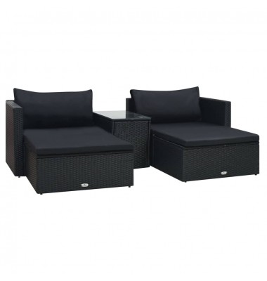 Sodo baldų komplektas su pagalvėmis, 5 dalių, juodas, ratanas - Lauko baldų komplektai - 1