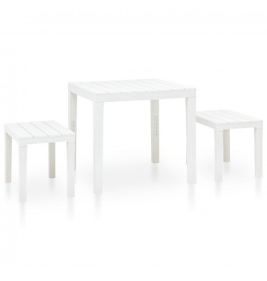 Sodo stalas su 2 suoliukais, baltos spalvos, plastikas - Lauko baldų komplektai - 1