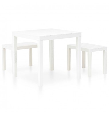  Sodo stalas su 2 suoliukais, baltos spalvos, plastikas - Lauko baldų komplektai - 2