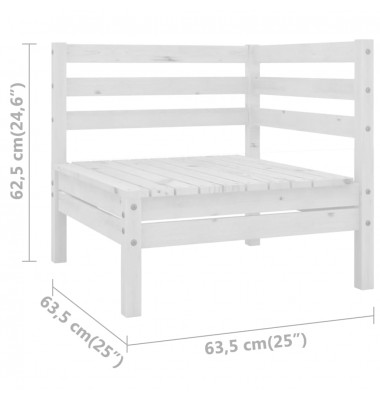 Kampinė sodo sofa, baltos spalvos, pušies medienos masyvas - Moduliniai lauko baldai - 5