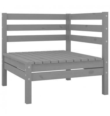 Kampinė sodo sofa, pilkos spalvos, pušies medienos masyvas - Moduliniai lauko baldai