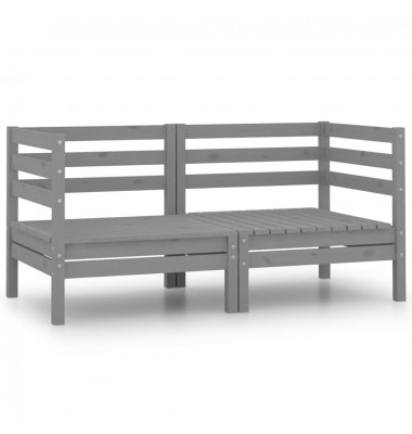  Kampinės sodo sofos, 2vnt., pilkos, pušies medienos masyvas - Lauko baldų komplektai - 1