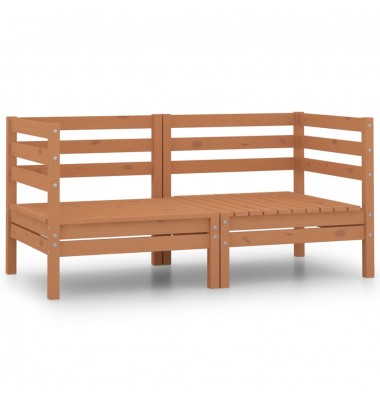  Kampinės sodo sofos, 2vnt., rudos, pušies medienos masyvas - Lauko baldų komplektai - 1