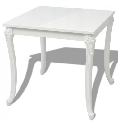 Valgomojo stalas, 80x80x76 cm, labai blizgus, baltas - Stalai - 1