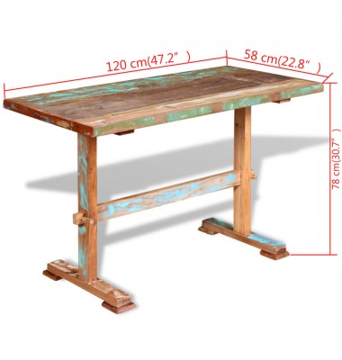  Valgomojo stalas, perdirbtos medienos masyvas, 120x58x78 cm - Stalai - 9
