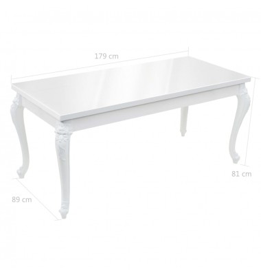  Valgomojo stalas, baltas, 179x89x81 cm, labai blizgus - Stalai - 9