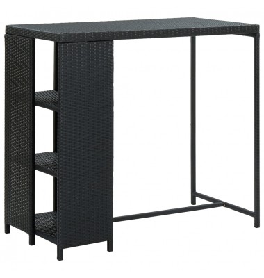  Baro staliukas su lentyna, juodas, 120x60x110cm, poliratanas - Stalai - 1