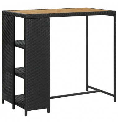  Baro staliukas su lentyna, juodas, 120x60x110cm, poliratanas - Stalai - 1