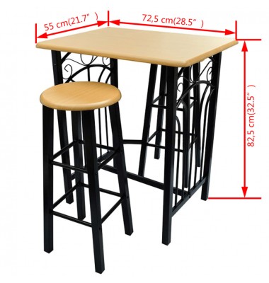 Pusryčių/vakarienės valgomojo baldų komplektas, mediena su juodu plienu - Valgomojo, baro komplektai - 6