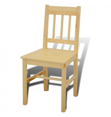 Medinis Valgomojo Stalas su  4 Kėdėmis, Natūralaus Medžio Spalvos - Valgomojo, baro komplektai - 4