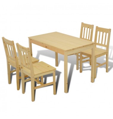 Medinis Valgomojo Stalas su  4 Kėdėmis, Natūralaus Medžio Spalvos - Valgomojo, baro komplektai - 5