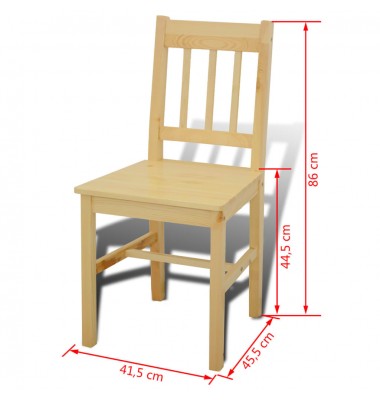 Medinis Valgomojo Stalas su  4 Kėdėmis, Natūralaus Medžio Spalvos - Valgomojo, baro komplektai - 7