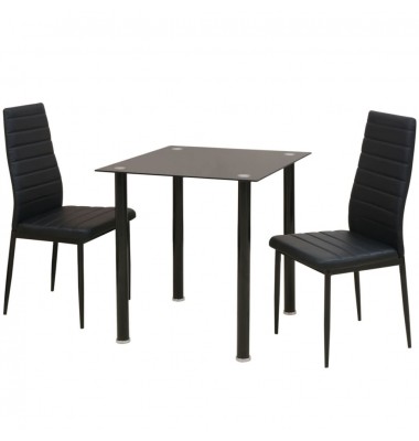  Valgomojo stalo ir kėdžių komplektas, juodos spalvos