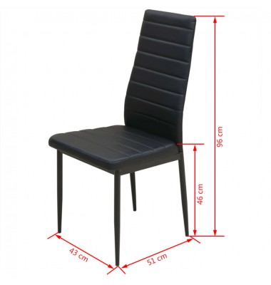  Penkių dalių, valgomojo stalo ir kėdžių komplektas, juodas - Valgomojo, baro komplektai - 8