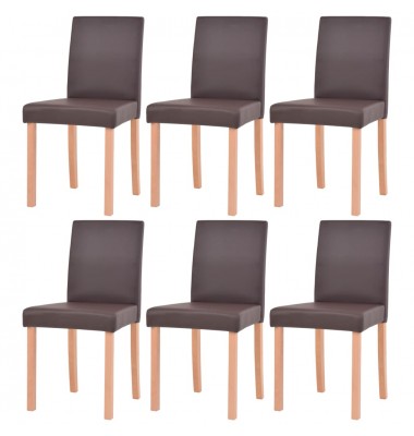  Valgomojo stalas ir kėdės, 7vnt., dirbtinė oda, ąžuolas, ruda - Valgomojo, baro komplektai - 5