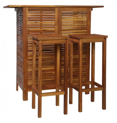  Baro stalo ir kėdžių komplektas, 3d., akacijos medienos masyvas - Valgomojo, baro komplektai - 1