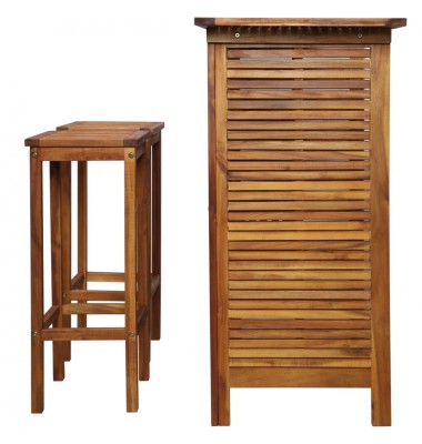  Baro stalo ir kėdžių komplektas, 3d., akacijos medienos masyvas - Valgomojo, baro komplektai - 3