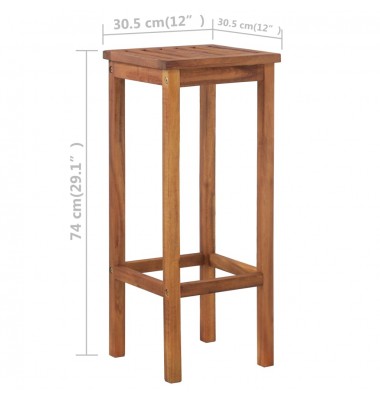  Baro stalo ir kėdžių komplektas, 3d., akacijos medienos masyvas - Valgomojo, baro komplektai - 5