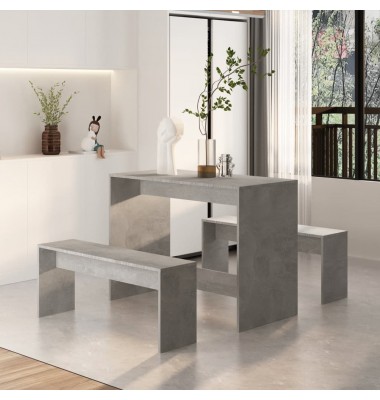  Valgomojo baldų komplektas, 3 dalių, betono pilkos spalvos, MDP - Valgomojo, baro komplektai - 3