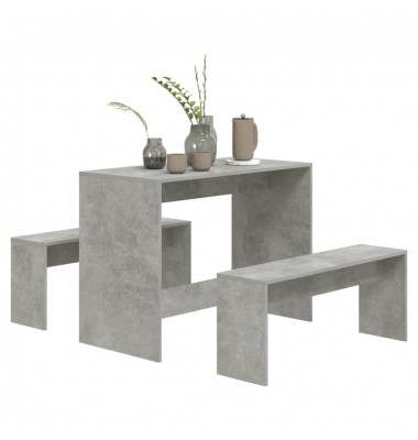 Valgomojo baldų komplektas, 3 dalių, betono pilkos spalvos, MDP - Valgomojo, baro komplektai - 4